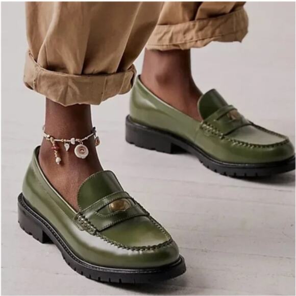 NEW IN BOX- FREE PEOPLE LIV PENNY LOAFERS SERPENT Sz: 6.5 & 7 Ret$128 SOLD OUT - Picture 1 of 6